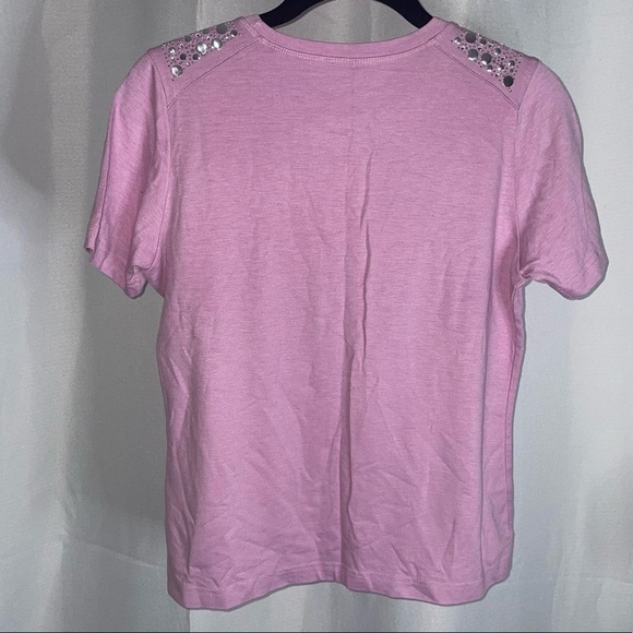 Korean Short Sleeve Crewneck Shirt Sliver Plated Dots on Shoulder and Collar - Picture 6 of 6